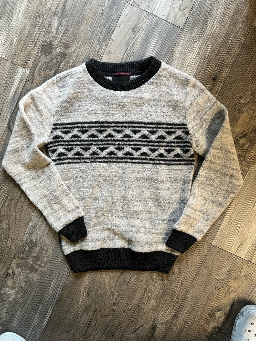 Scotch & Soda Gray and Black Geometric Crewneck Sweater